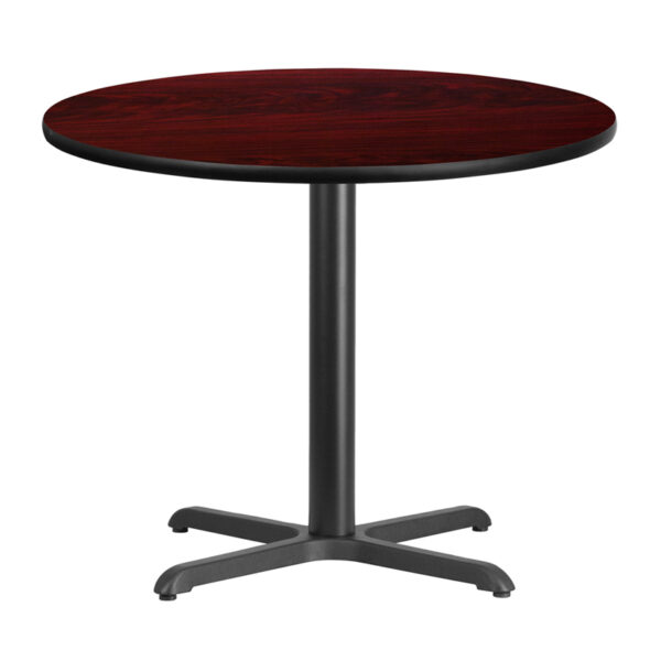 Wholesale 36'' Round Mahogany Laminate Table Top with 30'' x 30'' Table Height Base