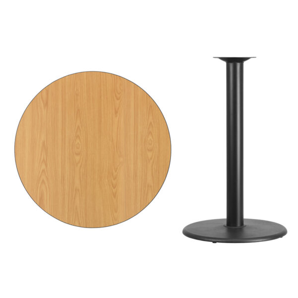 Lowest Price 36'' Round Natural Laminate Table Top with 24'' Round Bar Height Table Base