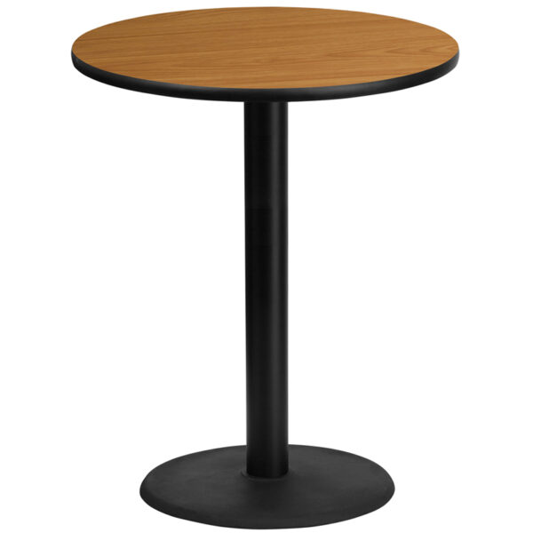 Wholesale 36'' Round Natural Laminate Table Top with 24'' Round Bar Height Table Base