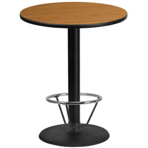 Wholesale 36'' Round Natural Laminate Table Top with 24'' Round Bar Height Table Base and Foot Ring