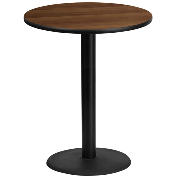 Wholesale 36'' Round Walnut Laminate Table Top with 24'' Round Bar Height Table Base