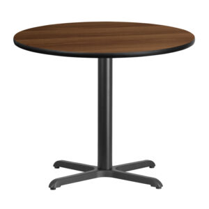 Wholesale 36'' Round Walnut Laminate Table Top with 30'' x 30'' Table Height Base