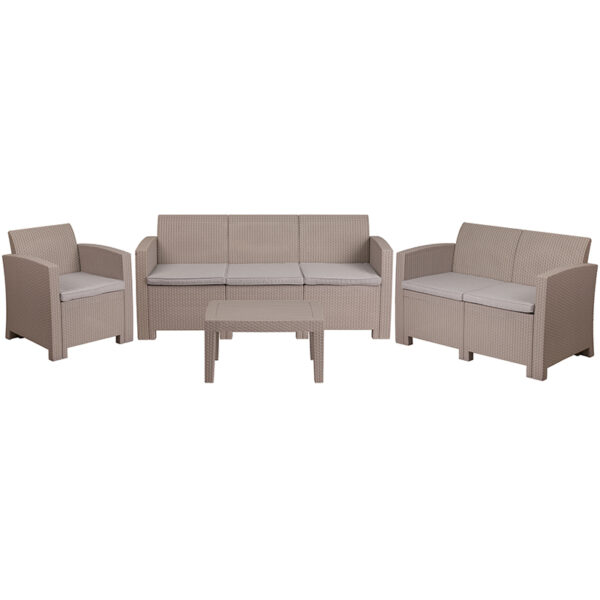 Sofa and Table Set in Light Gray
