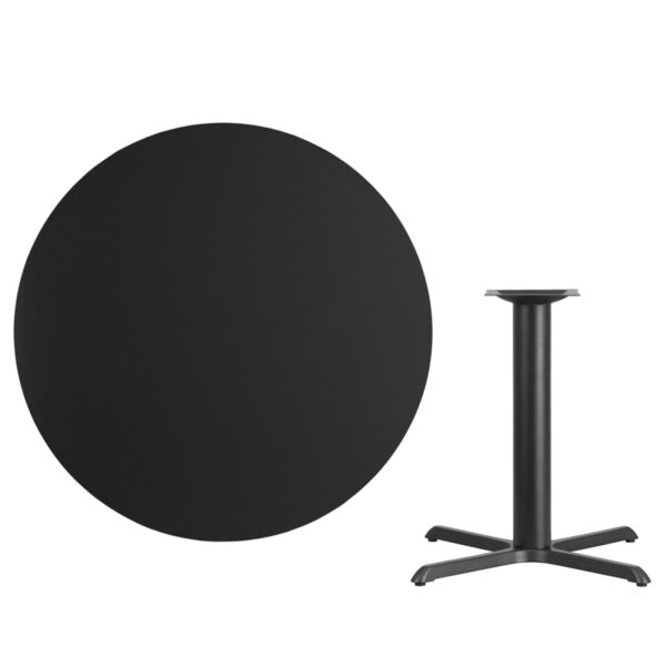Lowest Price 42'' Round Black Laminate Table Top with 33'' x 33'' Table Height Base