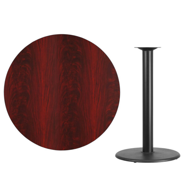 Lowest Price 42'' Round Mahogany Laminate Table Top with 24'' Round Bar Height Table Base