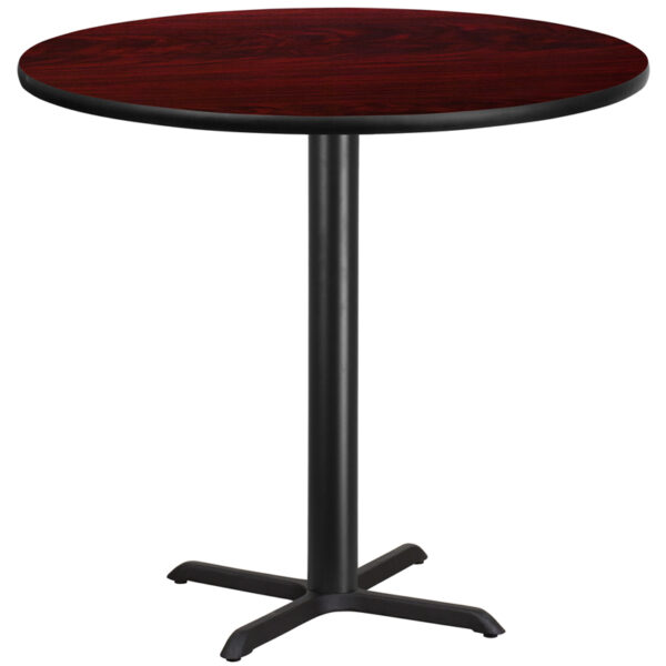 Wholesale 42'' Round Mahogany Laminate Table Top with 33'' x 33'' Bar Height Table Base