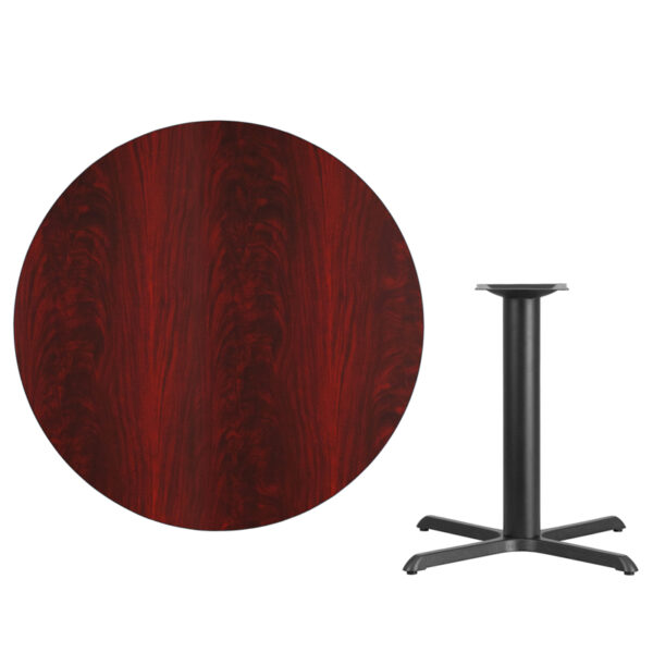 Lowest Price 42'' Round Mahogany Laminate Table Top with 33'' x 33'' Table Height Base