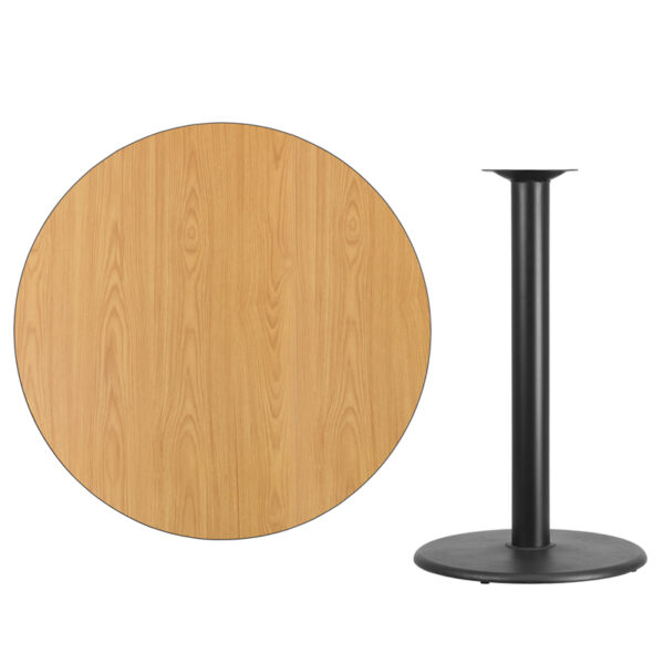 Lowest Price 42'' Round Natural Laminate Table Top with 24'' Round Bar Height Table Base