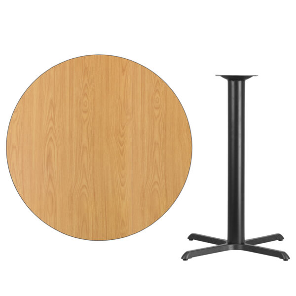 Lowest Price 42'' Round Natural Laminate Table Top with 33'' x 33'' Bar Height Table Base