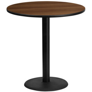 Wholesale 42'' Round Walnut Laminate Table Top with 24'' Round Bar Height Table Base