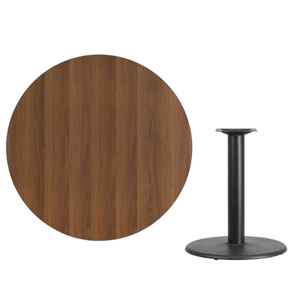 Lowest Price 42'' Round Walnut Laminate Table Top with 24'' Round Table Height Base