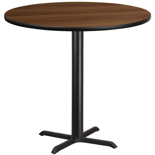 Wholesale 42'' Round Walnut Laminate Table Top with 33'' x 33'' Bar Height Table Base