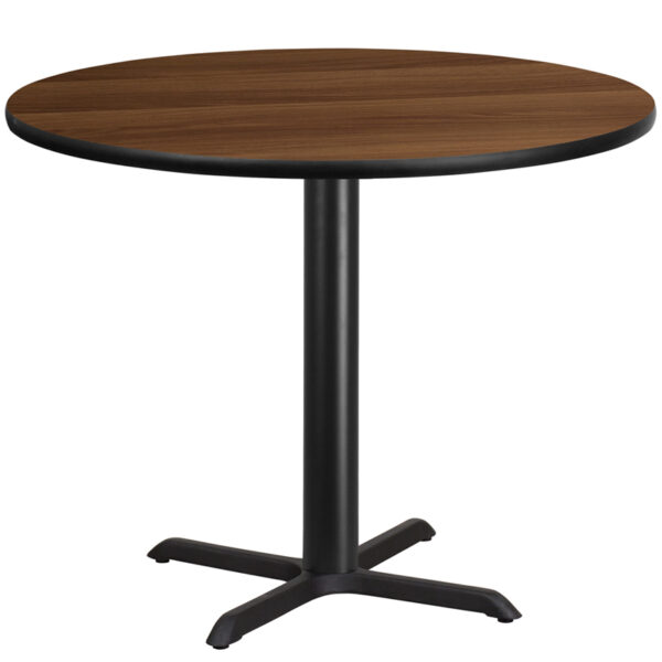 Wholesale 42'' Round Walnut Laminate Table Top with 33'' x 33'' Table Height Base
