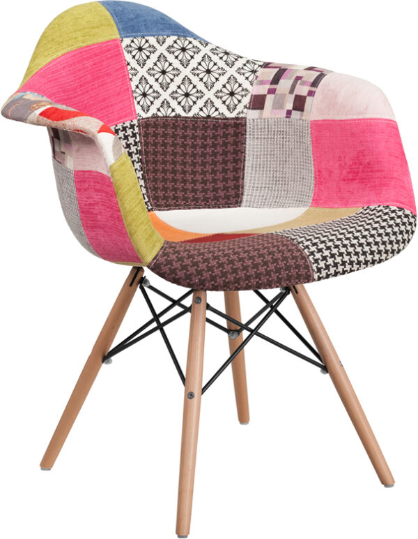 Wholesale Alonza Series Milan Patchwork Fabric Chair with Wooden Legs