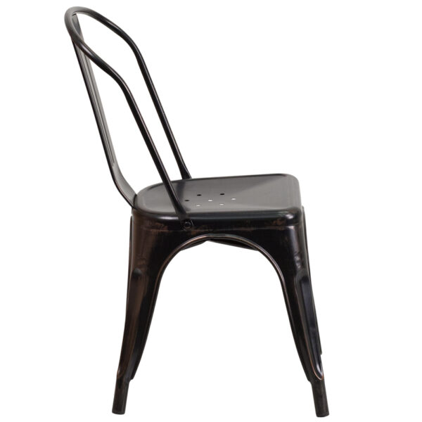 Lowest Price Black-Antique Gold Metal Indoor-Outdoor Stackable Chair