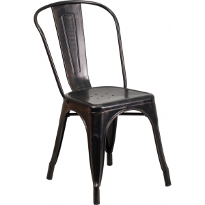 Wholesale Black-Antique Gold Metal Indoor-Outdoor Stackable Chair