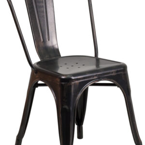 Wholesale Black-Antique Gold Metal Indoor-Outdoor Stackable Chair
