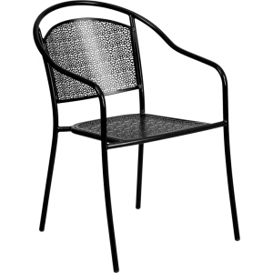 Wholesale Black Indoor-Outdoor Steel Patio Arm Chair with Round Back