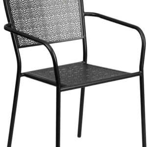 Wholesale Black Indoor-Outdoor Steel Patio Arm Chair with Square Back