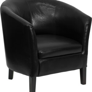 Wholesale Black Leather Barrel Shaped Guest Chair
