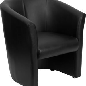 Wholesale Black Leather Barrel-Shaped Guest Chair