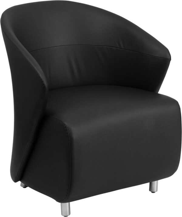 Wholesale Black Leather Curved Barrel Back Lounge Chair