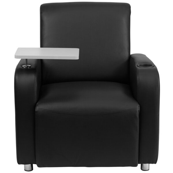 Contemporary Style Black Leather Tablet Chair