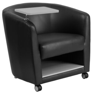 Wholesale Black Leather Guest Chair with Tablet Arm