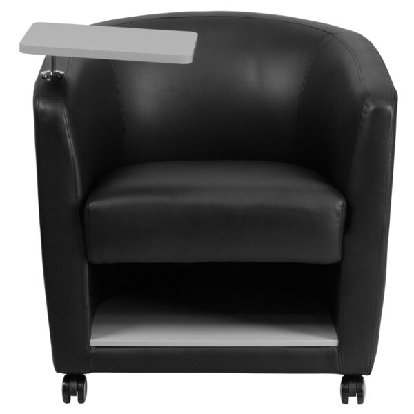 Contemporary Style Black Leather Tablet Chair