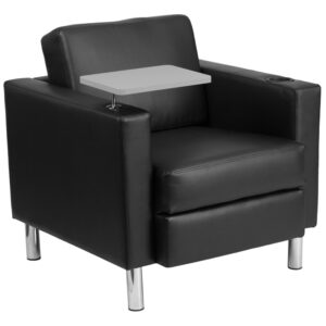 Wholesale Black Leather Guest Chair with Tablet Arm