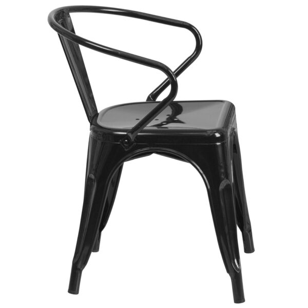 Lowest Price Black Metal Indoor-Outdoor Chair with Arms
