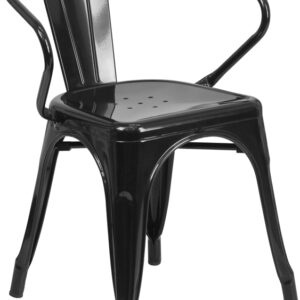 Wholesale Black Metal Indoor-Outdoor Chair with Arms