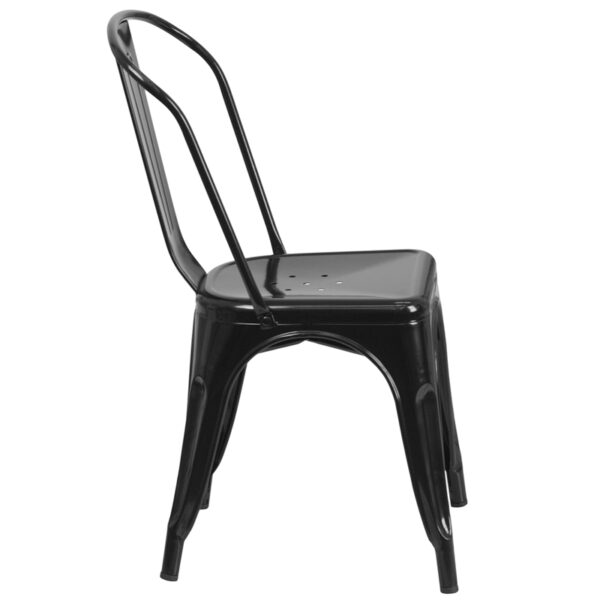 Lowest Price Black Metal Indoor-Outdoor Stackable Chair