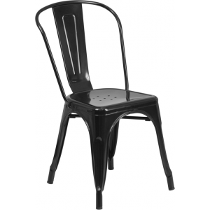 Wholesale Black Metal Indoor-Outdoor Stackable Chair