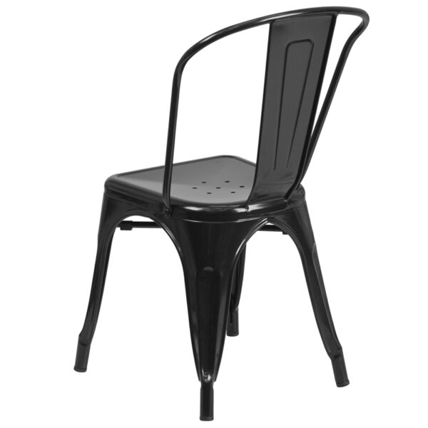 Stackable Bistro Style Chair Black Metal Chair