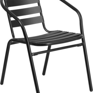 Wholesale Black Metal Restaurant Stack Chair with Aluminum Slats