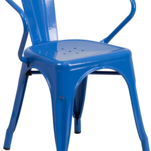 Wholesale Blue Metal Indoor-Outdoor Chair with Arms