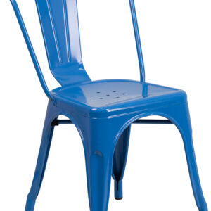 Wholesale Blue Metal Indoor-Outdoor Stackable Chair