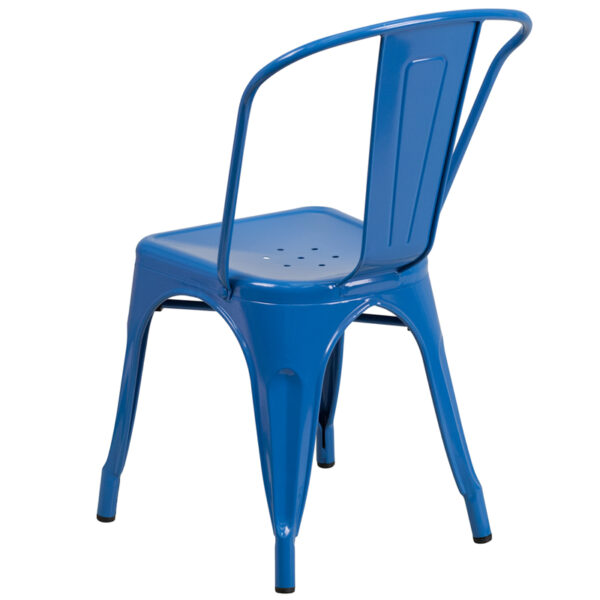 Stackable Bistro Style Chair Blue Metal Chair