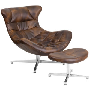Wholesale Bomber Jacket Leather Cocoon Chair with Ottoman