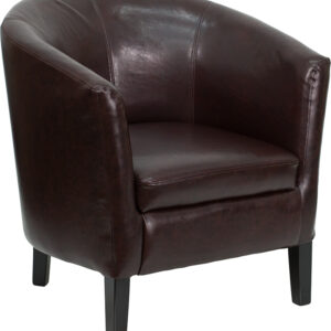 Wholesale Brown Leather Barrel Shaped Guest Chair