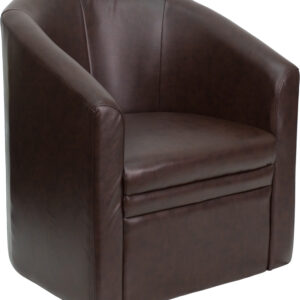Wholesale Brown Leather Barrel-Shaped Guest Chair