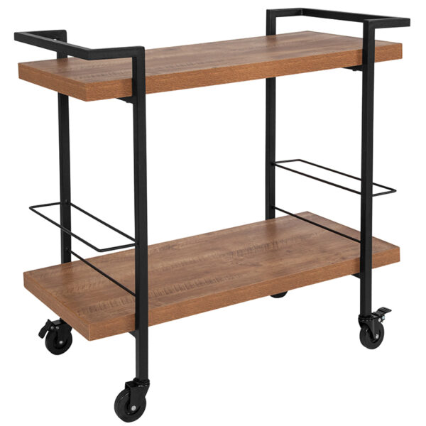 Wholesale Castleberry Rustic Wood Grain and Iron Kitchen Serving and Bar Cart
