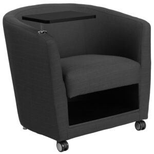 Wholesale Charcoal Gray Fabric Guest Chair with Tablet Arm