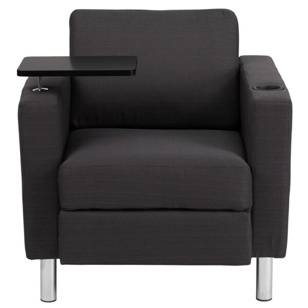 Contemporary Style Gray Fabric Tablet Chair