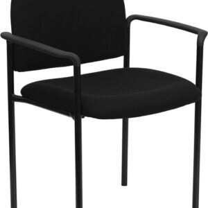 Wholesale Comfort Black Fabric Stackable Steel Side Reception Chair with Arms