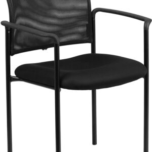 Wholesale Comfort Black Mesh Stackable Steel Side Chair with Arms