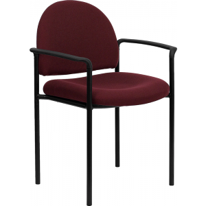 Wholesale Comfort Burgundy Fabric Stackable Steel Side Reception Chair with Arms