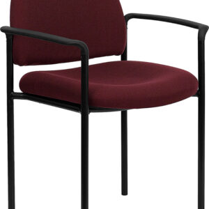 Wholesale Comfort Burgundy Fabric Stackable Steel Side Reception Chair with Arms