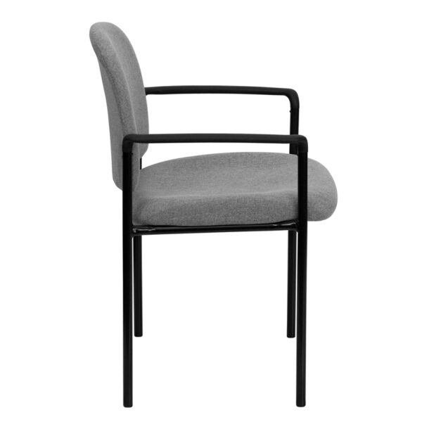 Lowest Price Comfort Gray Fabric Stackable Steel Side Reception Chair with Arms